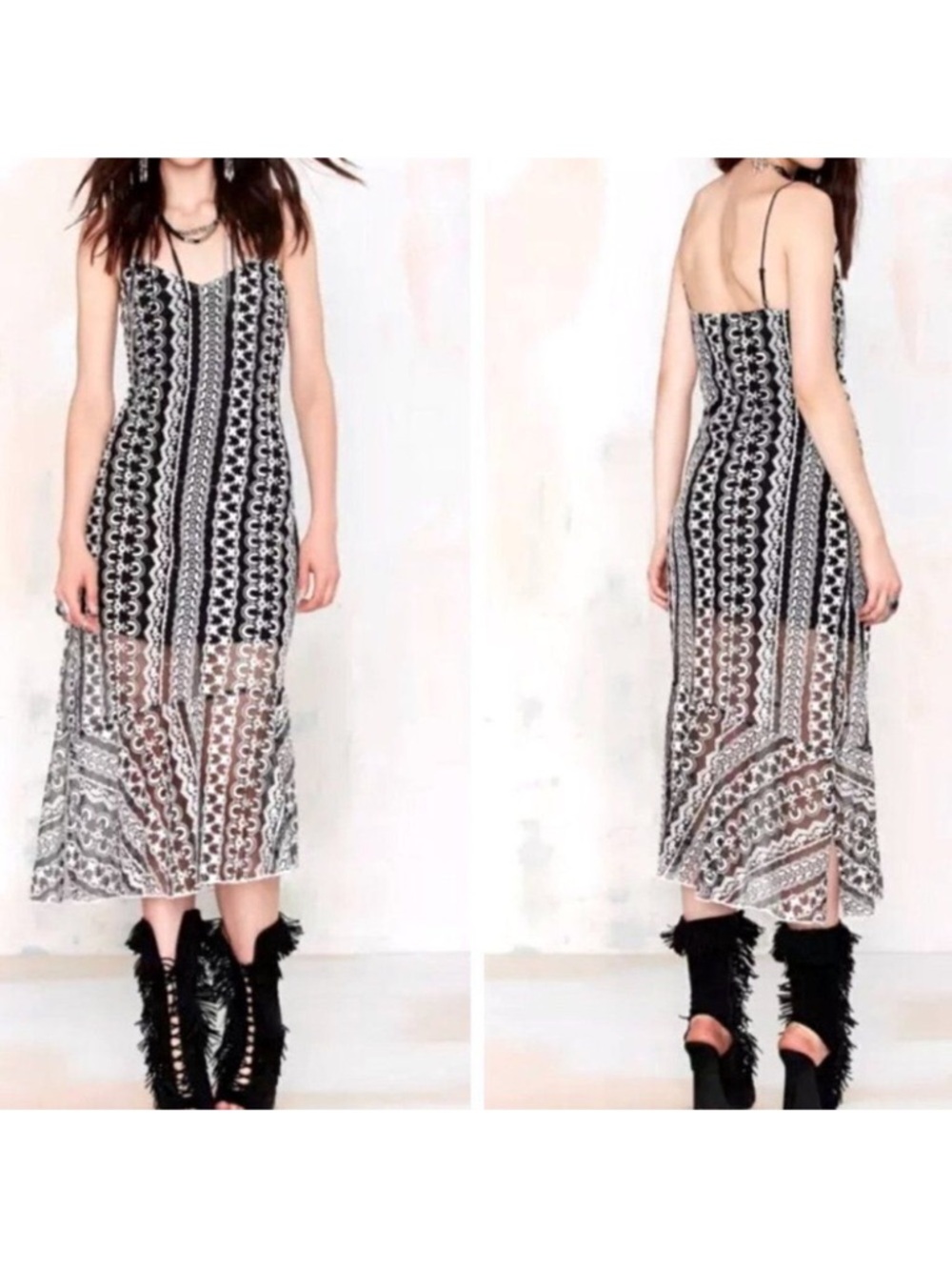 LINE & DOT Getaway Lace Midi Dress